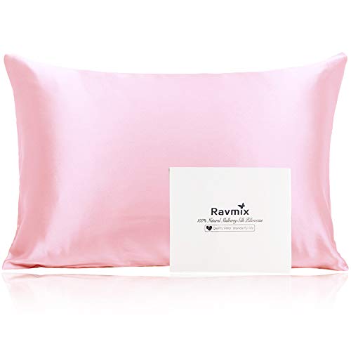 Ravmix Silk Pillowcase for Hair and Skin, 100% 21Momme, with Hidden Zipper, Both Sides Mulberry Silk, 1PCS,...