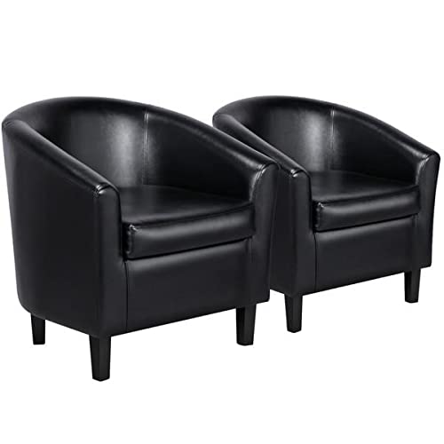 Yaheetech Faux Leather Barrel Chairs Comfy Club Chairs...