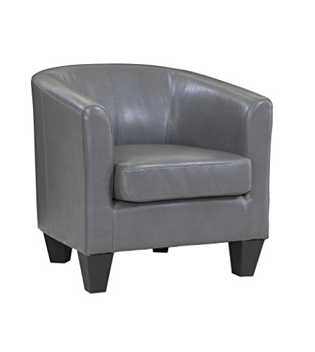 Grafton Leather Barrel Chair, One Size, Grey