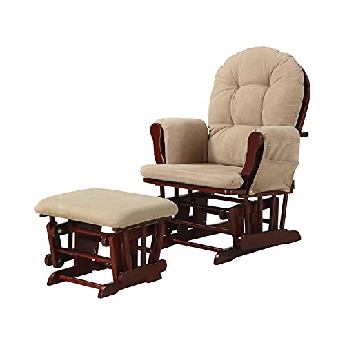 COASTER Upholstery Glider Rocker with Matching Ottoman Beige...