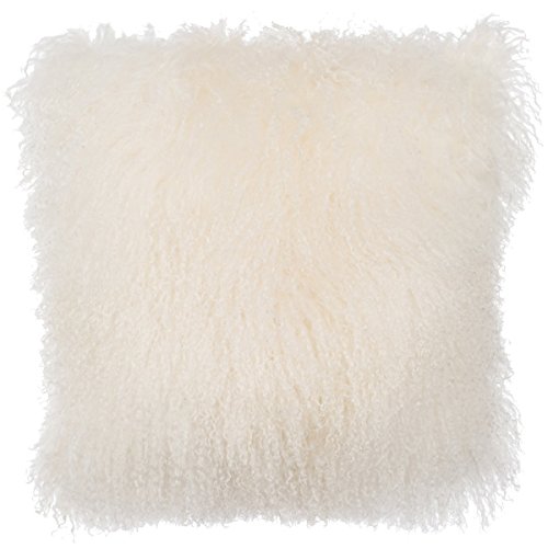 Lamb Fur Pillow Cover (20' x 20' Natural White Mongolian Fur...