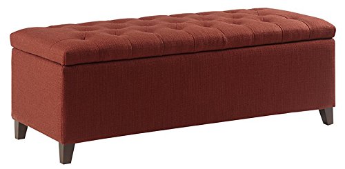 Madison Park Shandra Storage Ottoman - Solid Wood, Polyester Fabric Toy Chest Modern Style Lift-Top Accent...