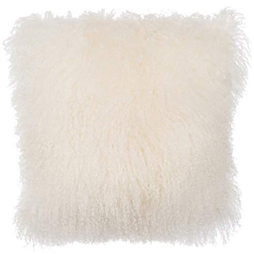SLPR Mongolian Lamb Fur Throw Pillow Cover (16'' x 16'',...