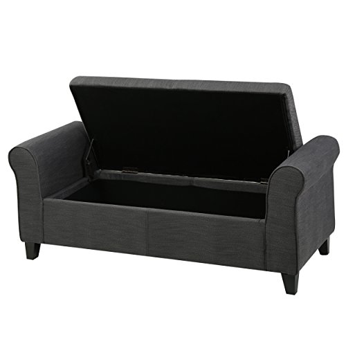 Christopher Knight Home Hayes Armed Fabric Storage Bench, Gray