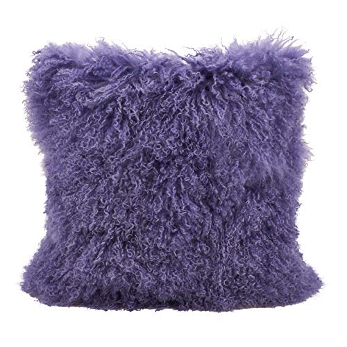 Fennco Styles Genuine Mongolian Lamb Fur Down Filled Decorative Throw Pillow, Many Colors (20-inch Square,...