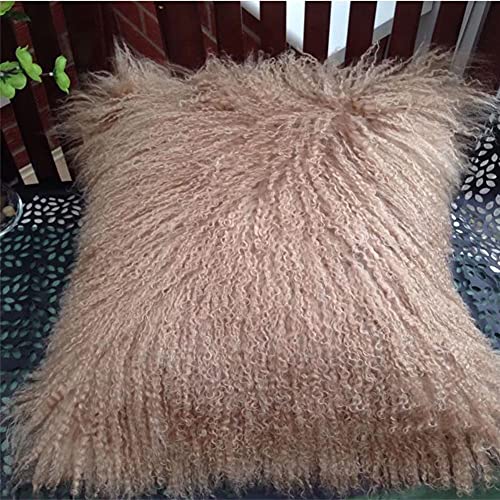 Seek4comfortable Real Mongolian Lamb Fur Pillow Case, 16X16...