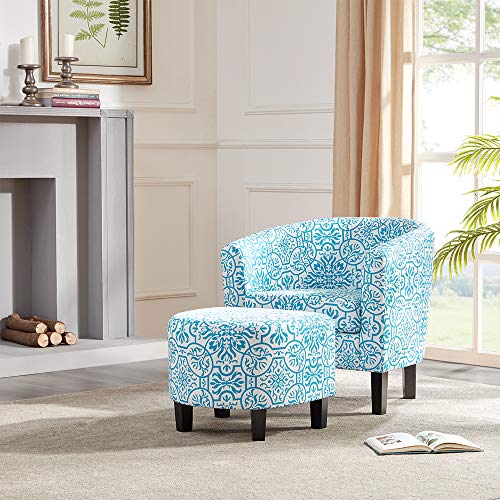 BELLEZE Modern Accent Club Chair with Ottoman Stylish Round...