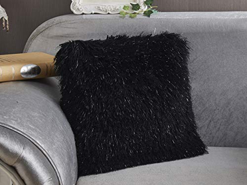 NÜBE Decorative Shaggy Pillow with Lurex (18-in x 18-in)
