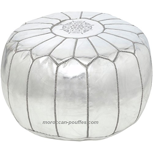 moroccan poufs leather luxury ottomans footstools silver...