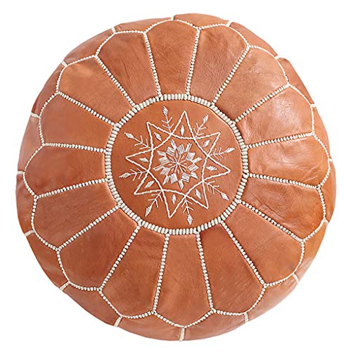 Moroccan Poufs Leather Luxury Ottomans Footstools Tan...