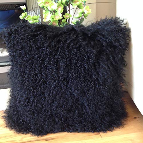 Seek4comfortable 100% Real Mongolian Lamb Sheepskin Wool Fur Throw Pillow Cover |Fur Decorative Cushion Cover...