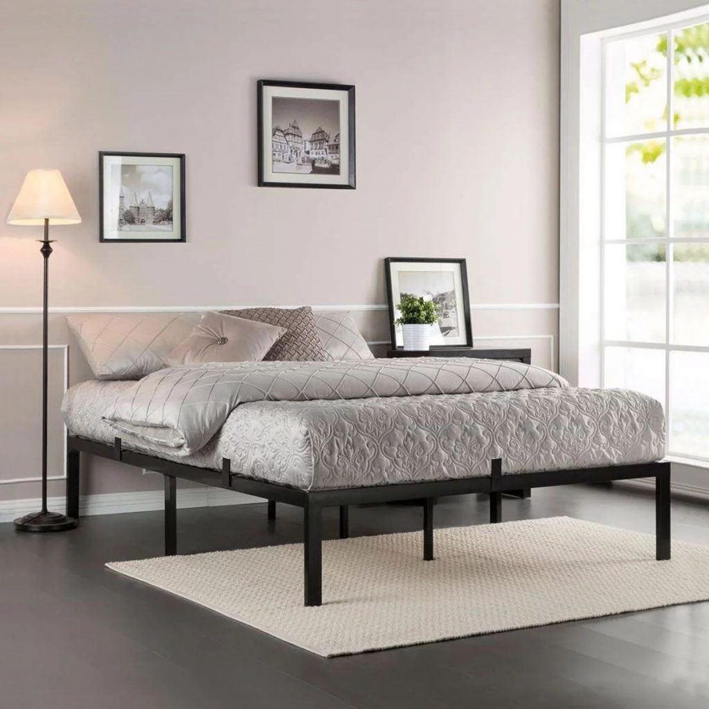 How to hide metal bed frame without using a bed skirt