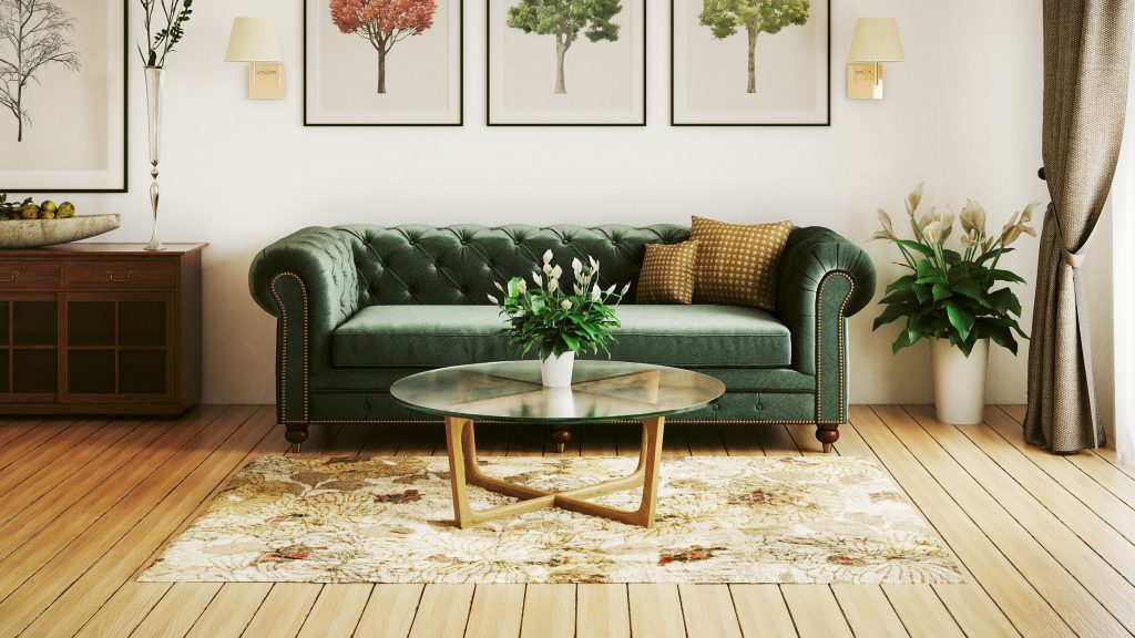 Plants With Chesterfield Sofa