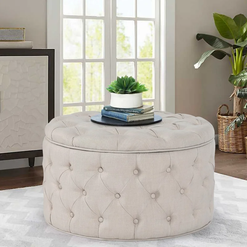 Round Ottoman With Books