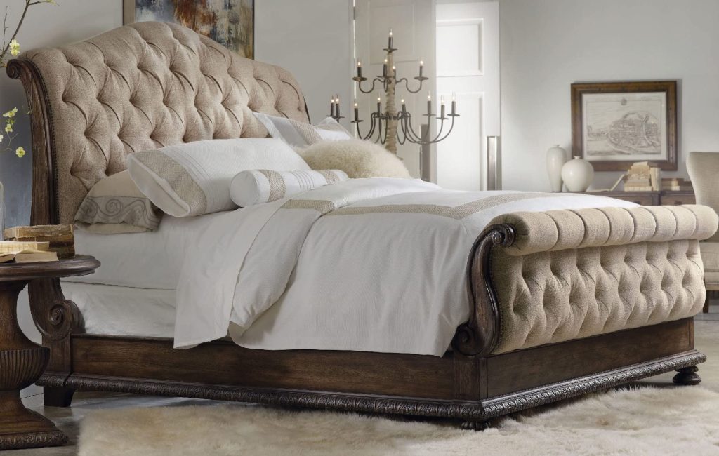 upholstered sleigh bed