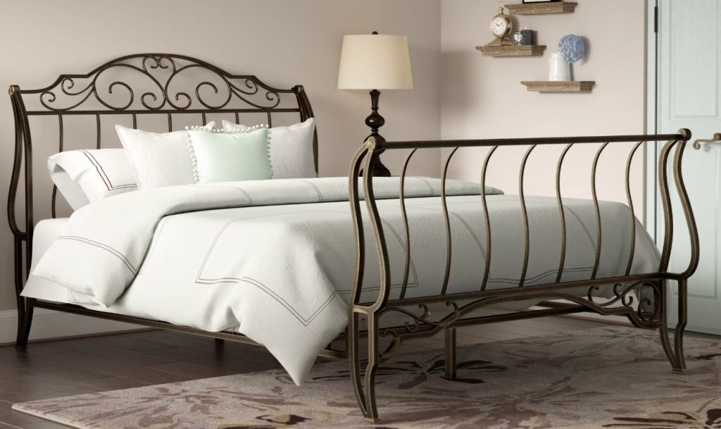 wrought iron sleigh bed