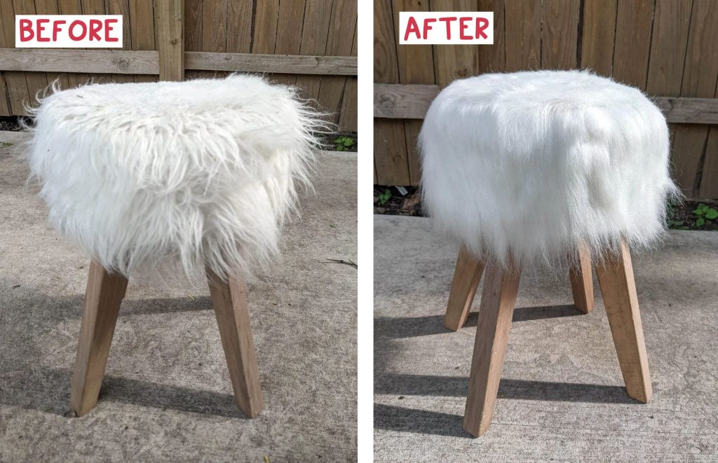 Faux fur before and after washing